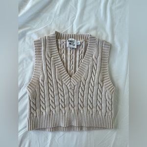 Princess Polly Cream Cropped Sweater Vest